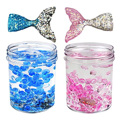 Mermaid Crystal Fishbowl Beads Squeeze Clay Kids Adults Stress Relief Toy